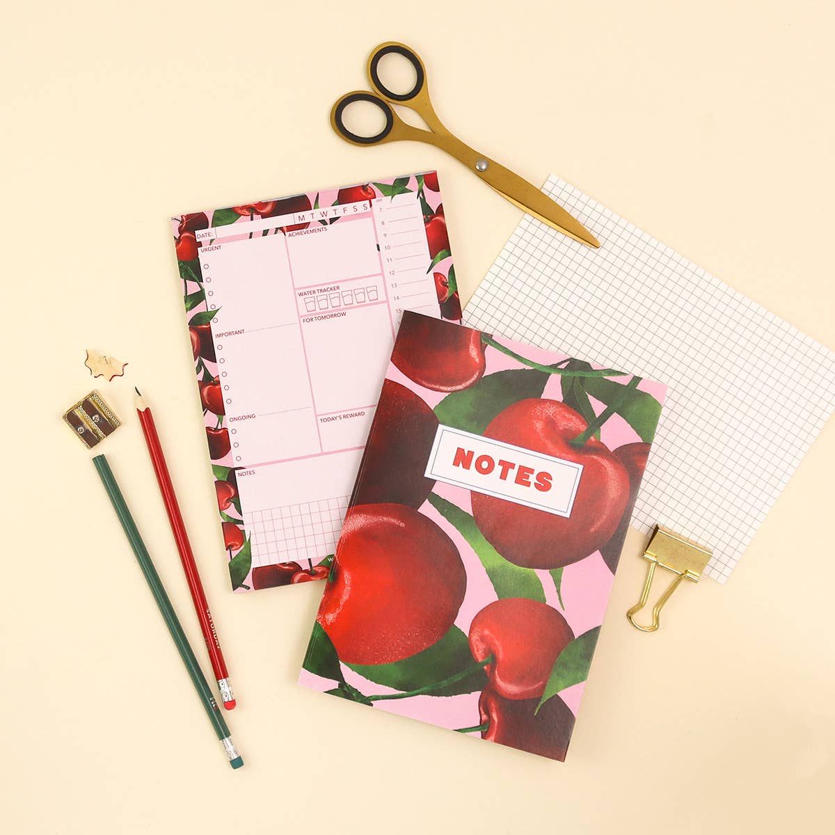 Fawn & Thistle | Daily Desk Pad Planner | Cherries