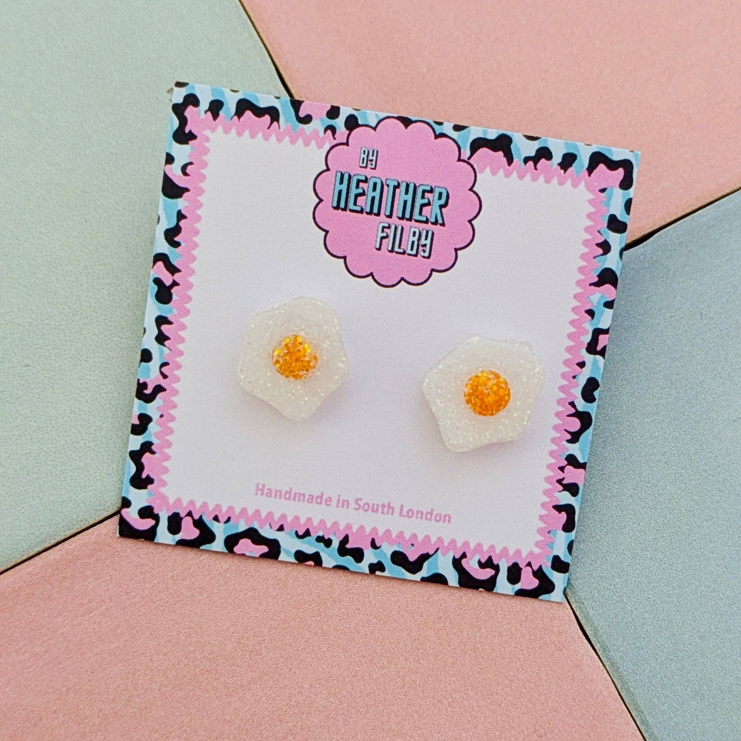 By Heather Filby | Glitter Stud Earrings | Fried Egg