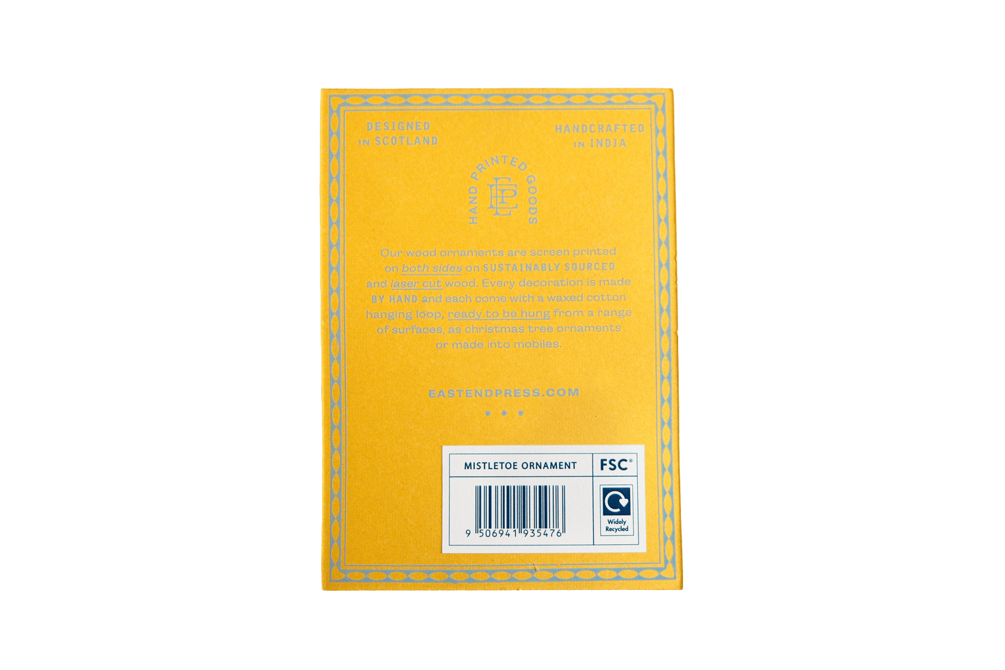 East End Press | Wooden Ornament | Mistletoe