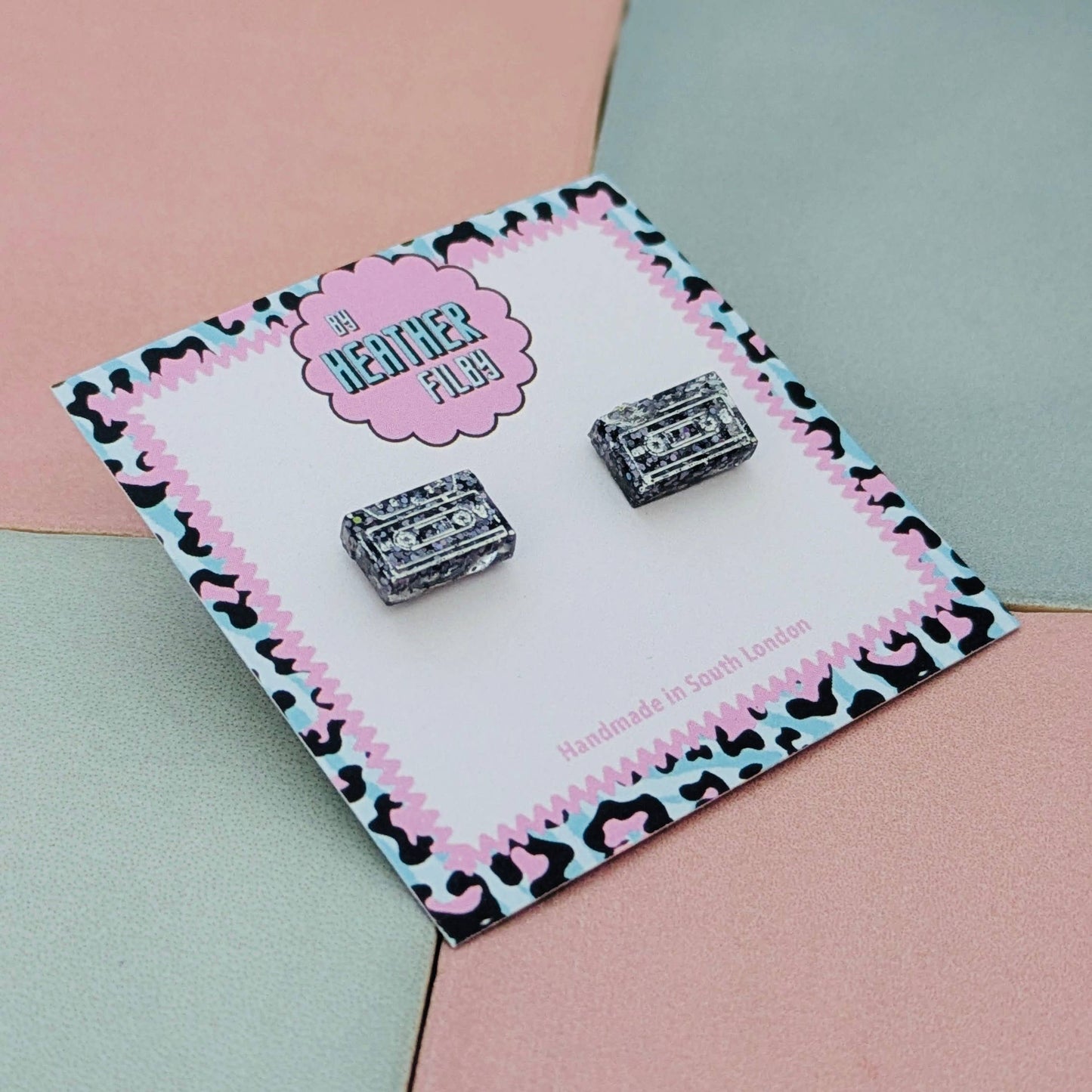 By Heather Filby | Glitter Stud Earrings | Cassette