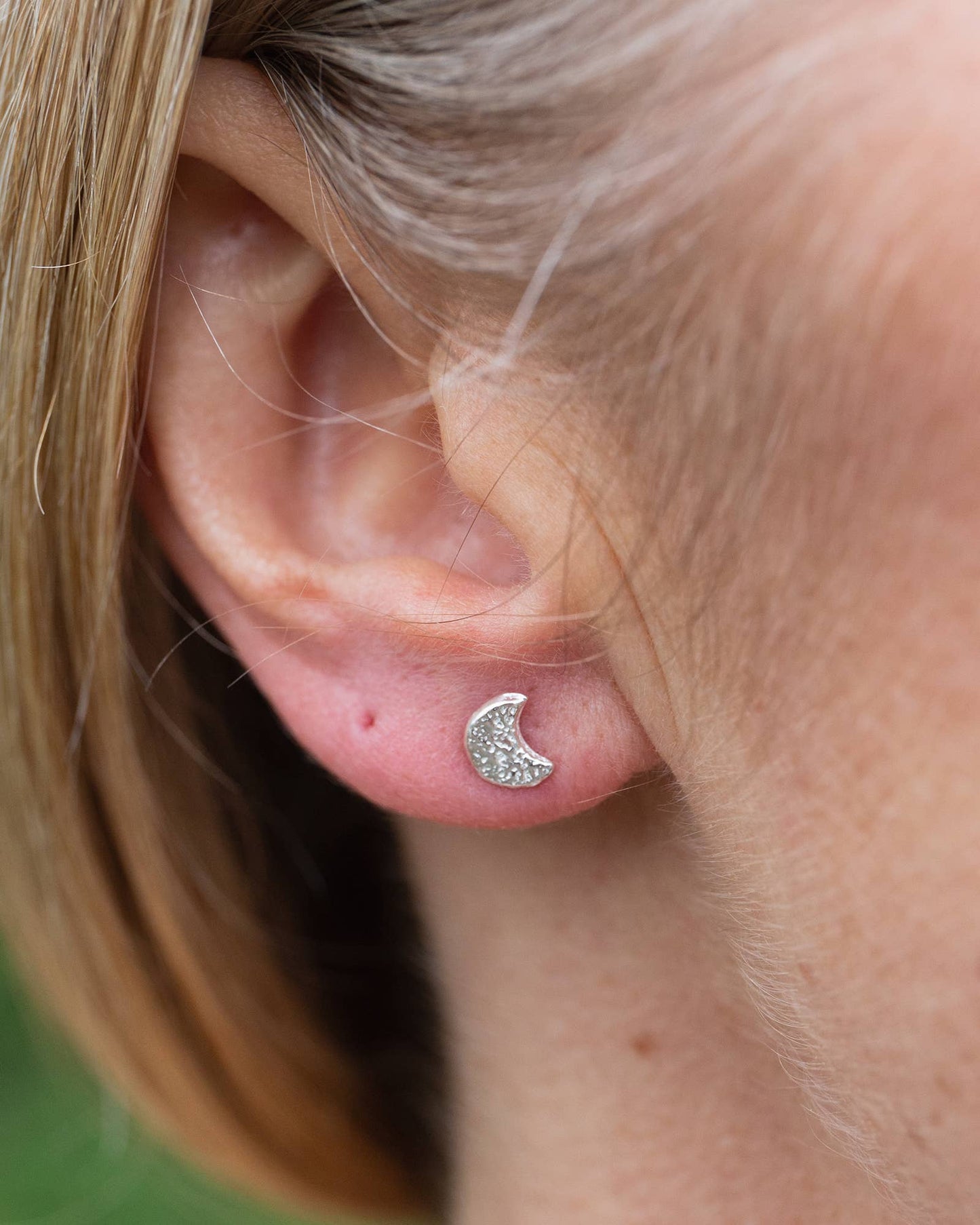 Lucy Kemp Jewellery | Sterling Silver Mini Studs | Moon