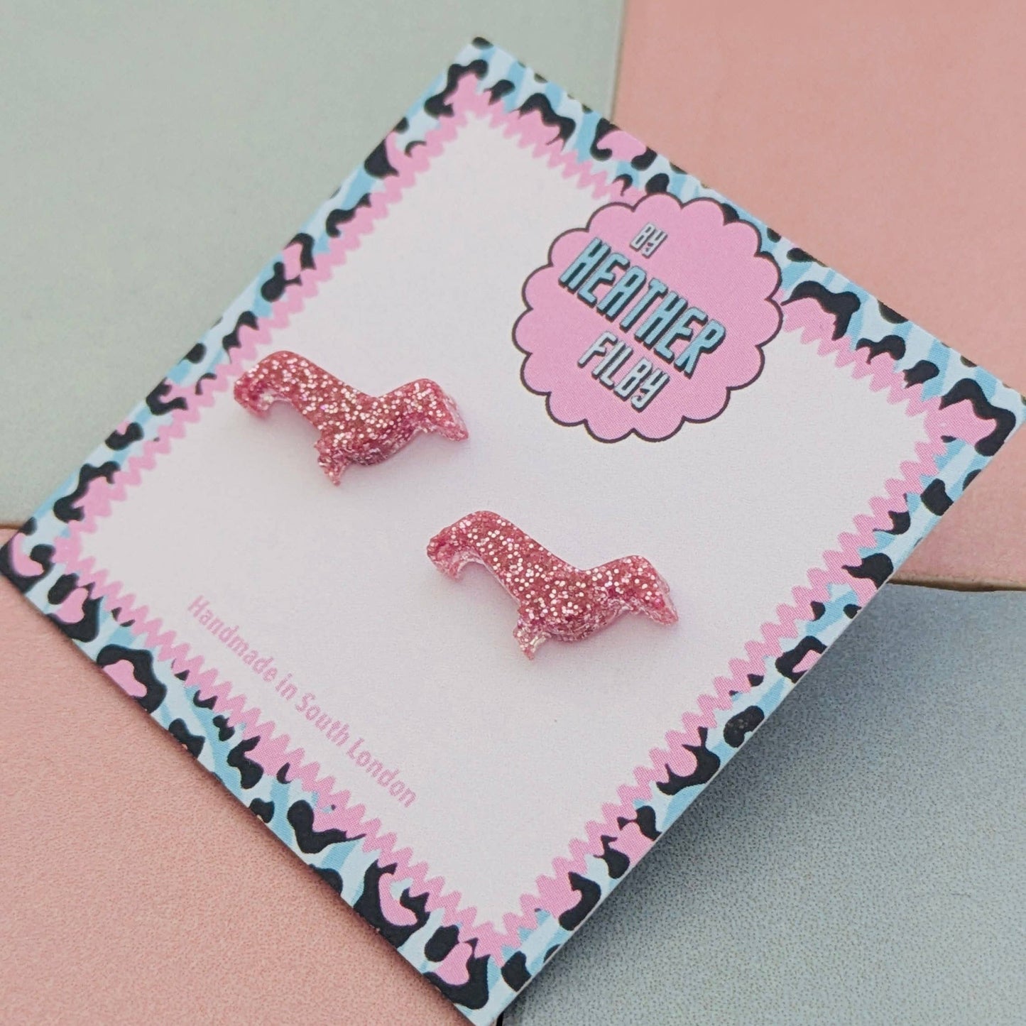 By Heather Filby | Glitter Stud Earrings | Sausage Dog