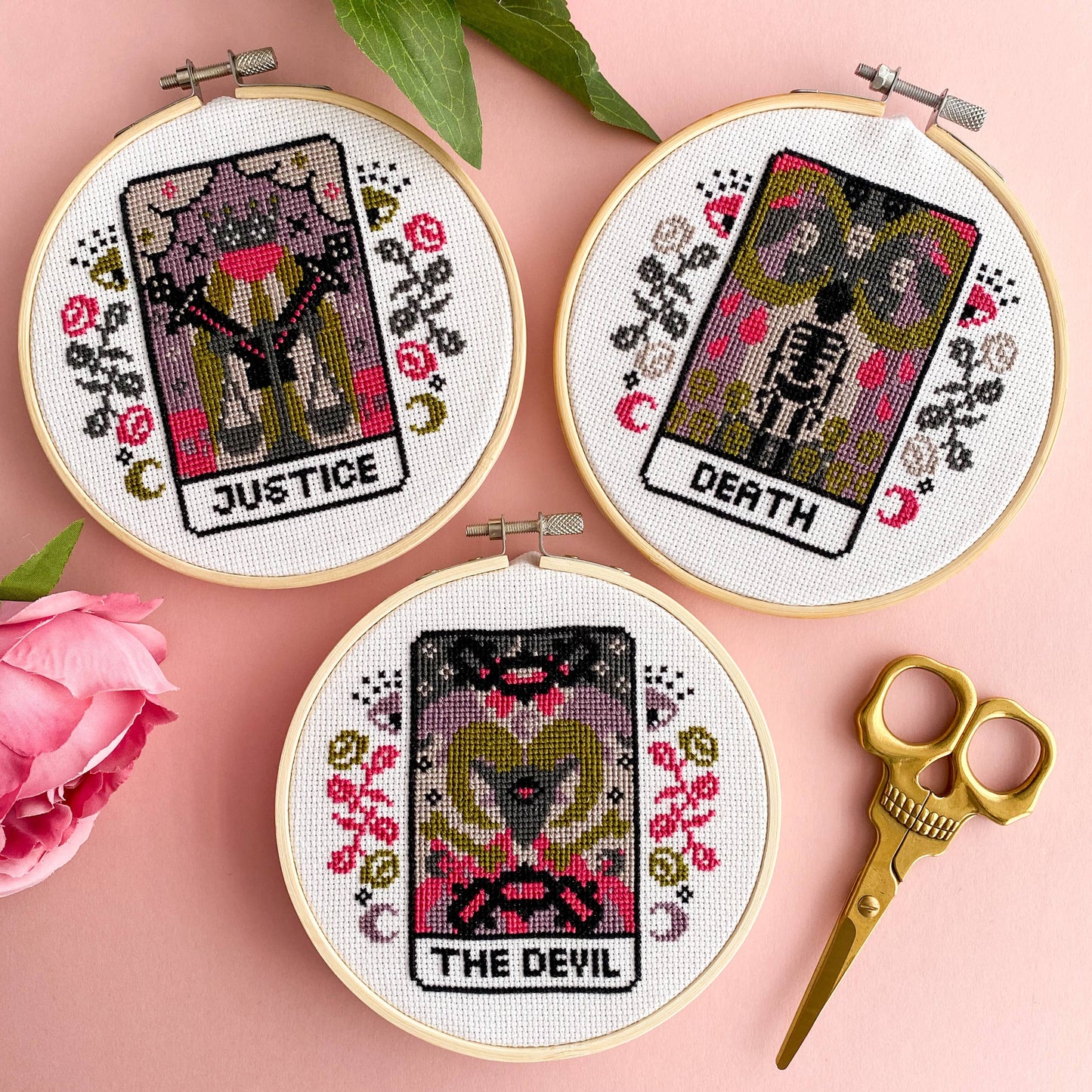 Innocent Bones | Cross Stitch Kit | Death Tarot Card