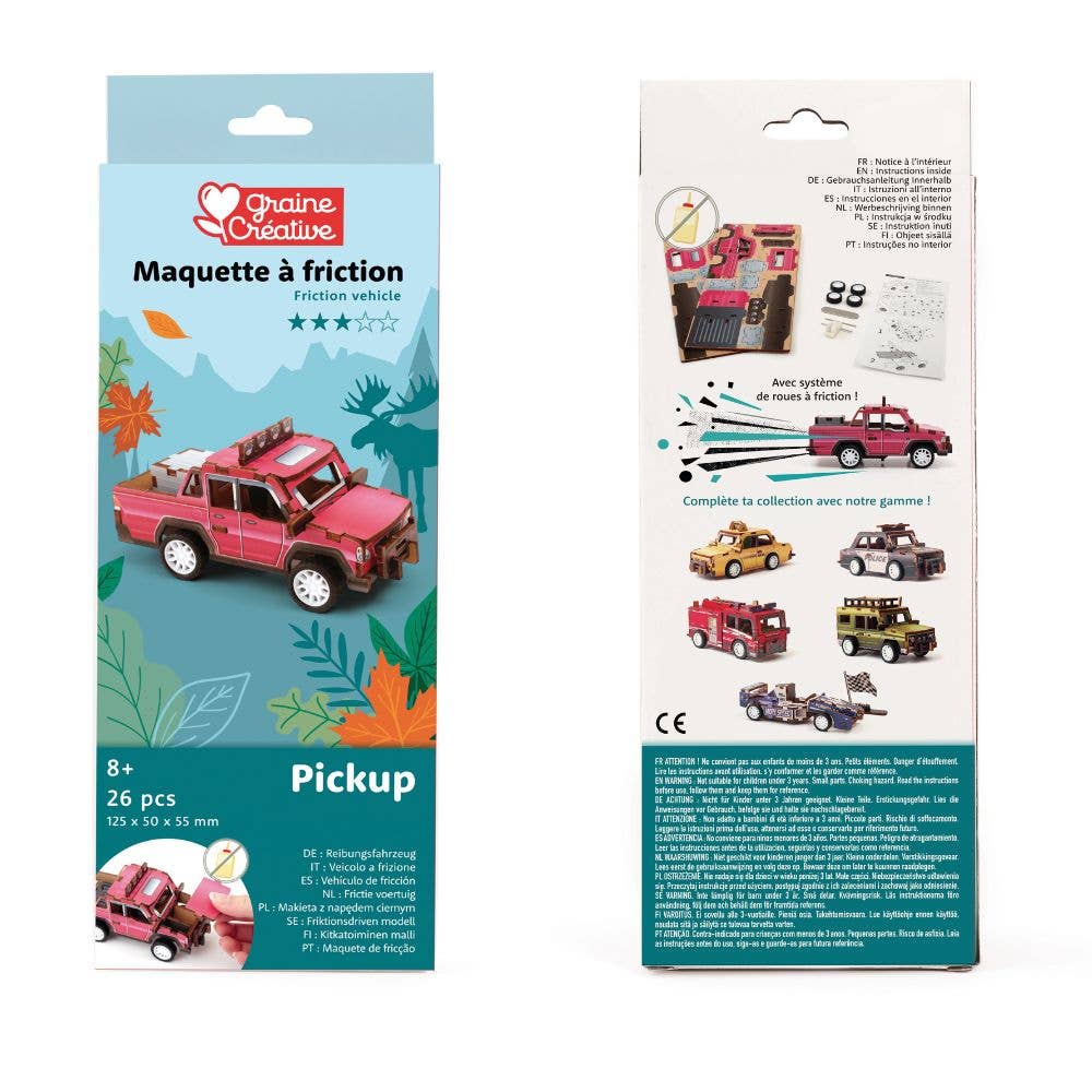 Graine Creative | Wooden 3D Model | Pick Up Truck