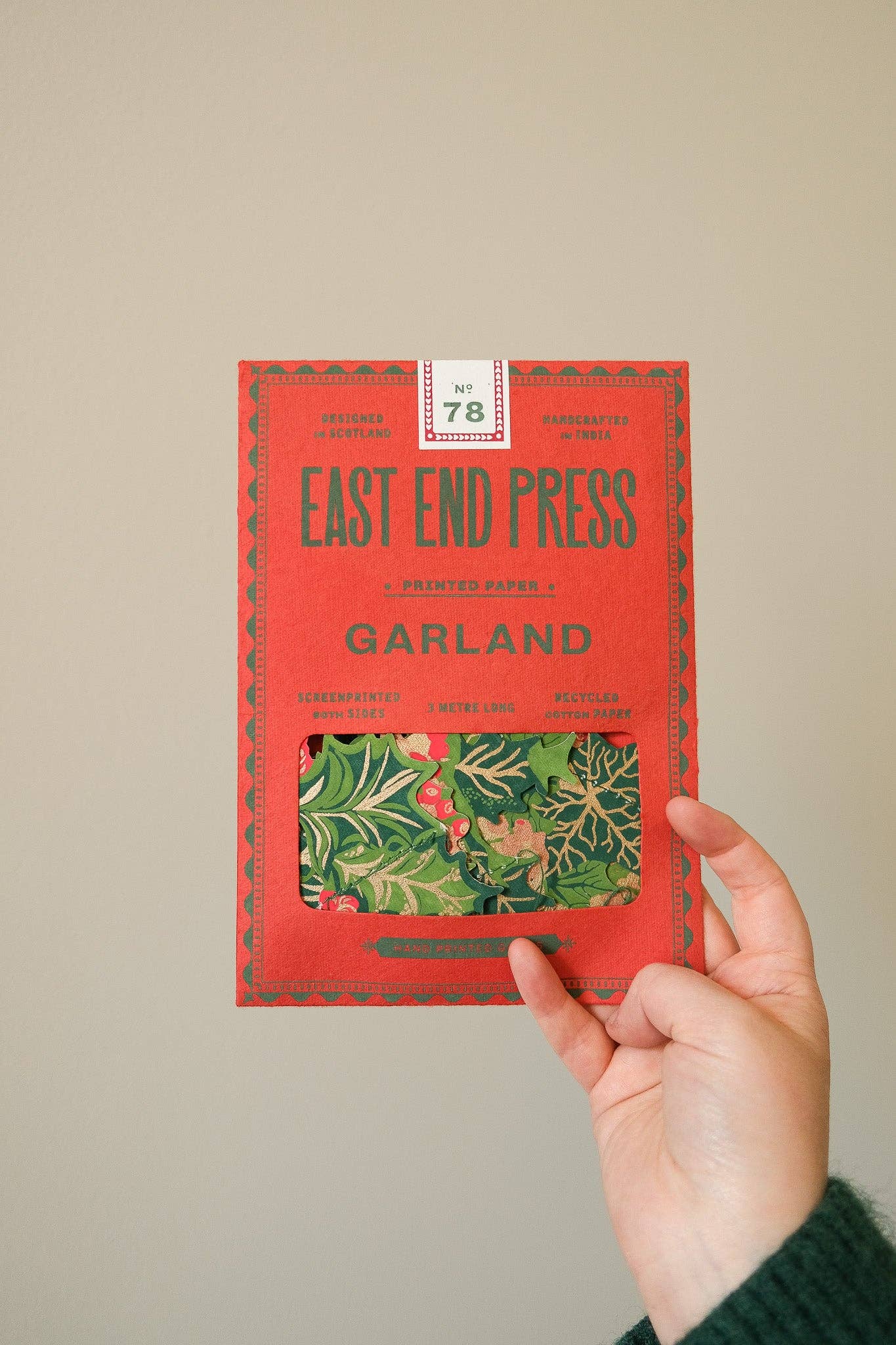 East End Press | Sewn Paper Garland | Holly & Ivy