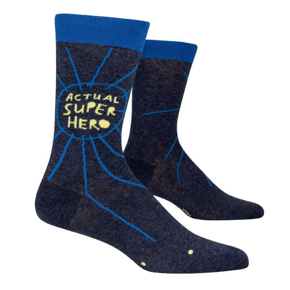 Blue Q | Mens Crew Socks | Actual Superhero