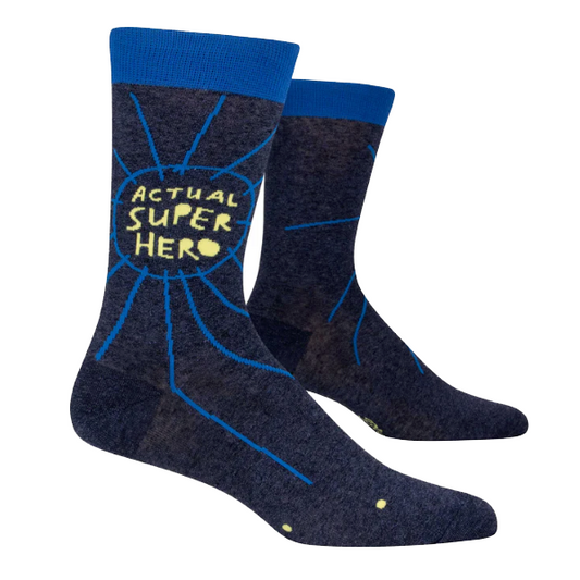 Blue Q | Mens Crew Socks | Actual Superhero