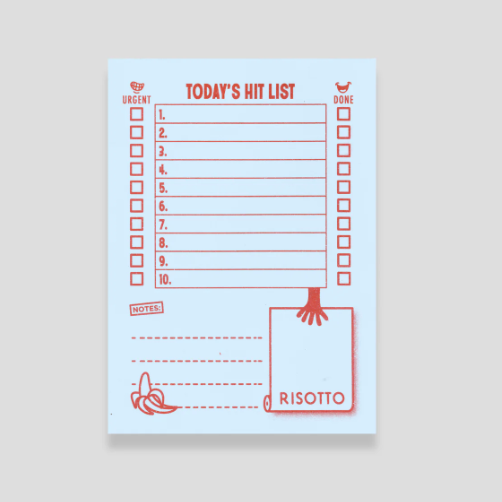 Risotto Studio | Today's Hit List | Blue Notepad