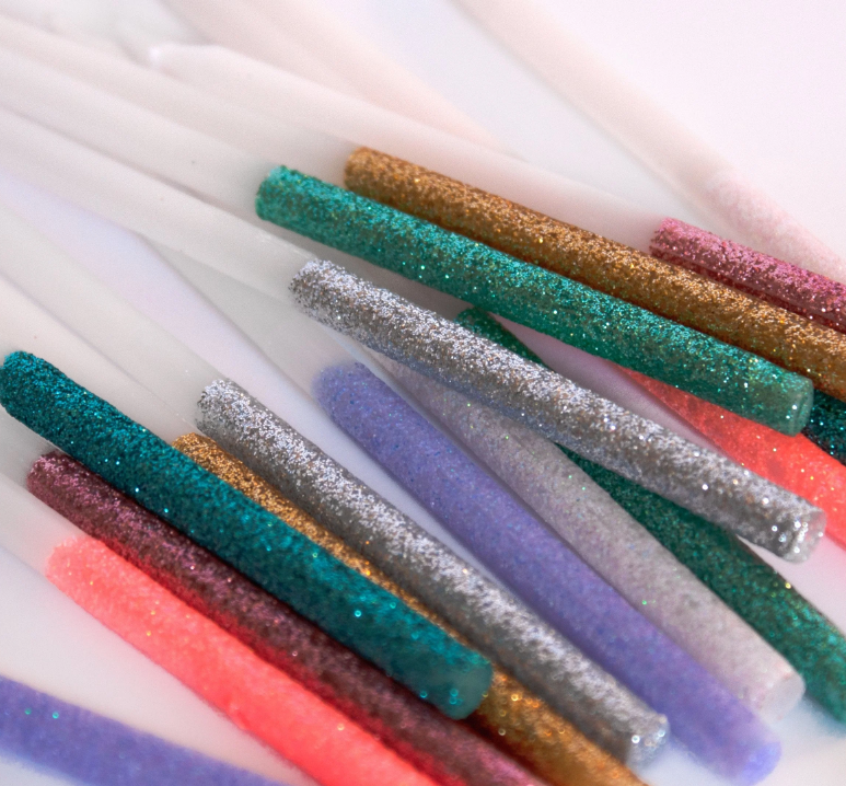 Meri Meri | Birthday Cake Candles | 16 x Multicoloured Glitter Dipped