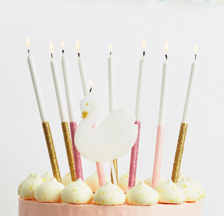 Meri Meri | Birthday Cake Candles | 16 x Multicoloured Glitter Dipped