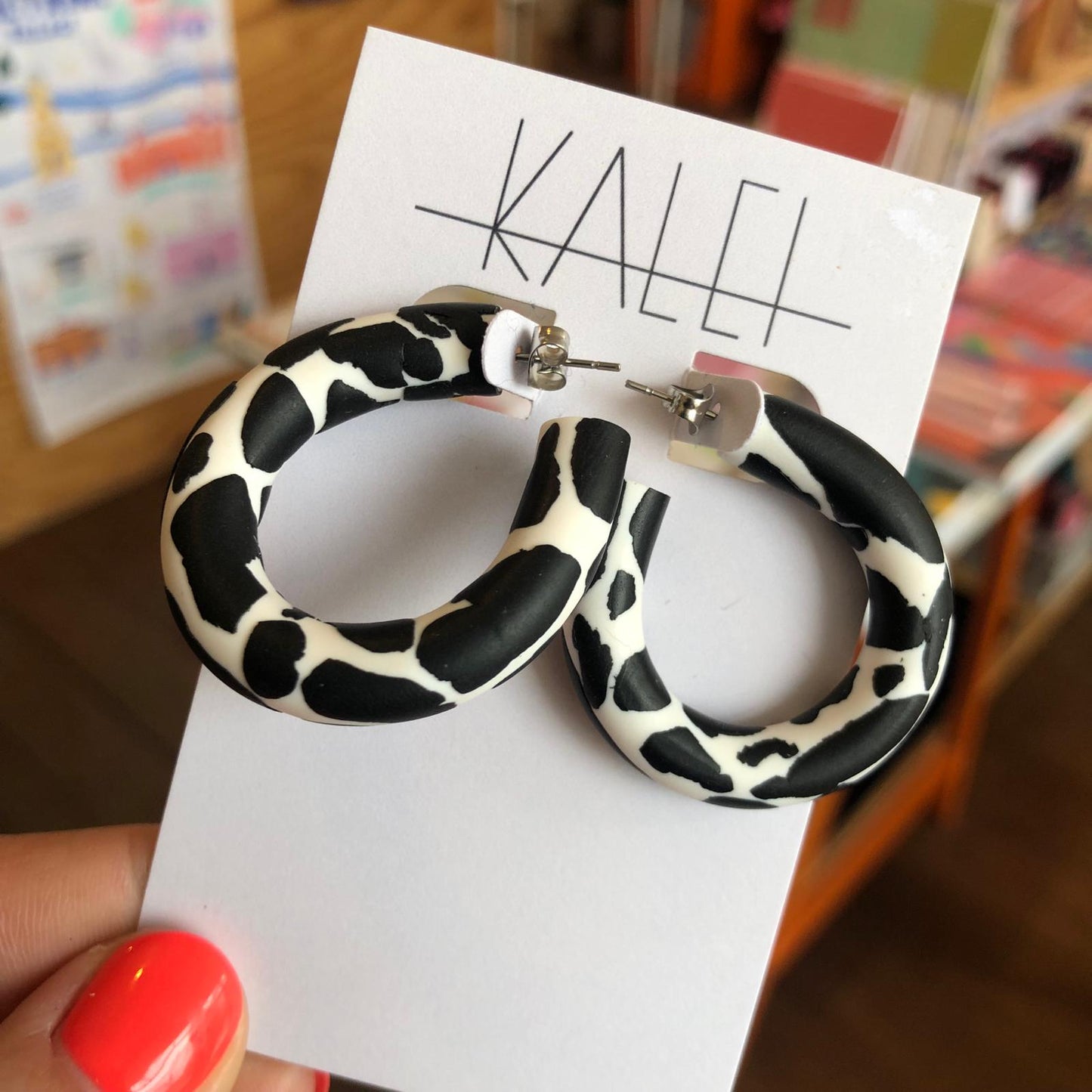 Kalei | Hoop Statement Earrings | Cow Print