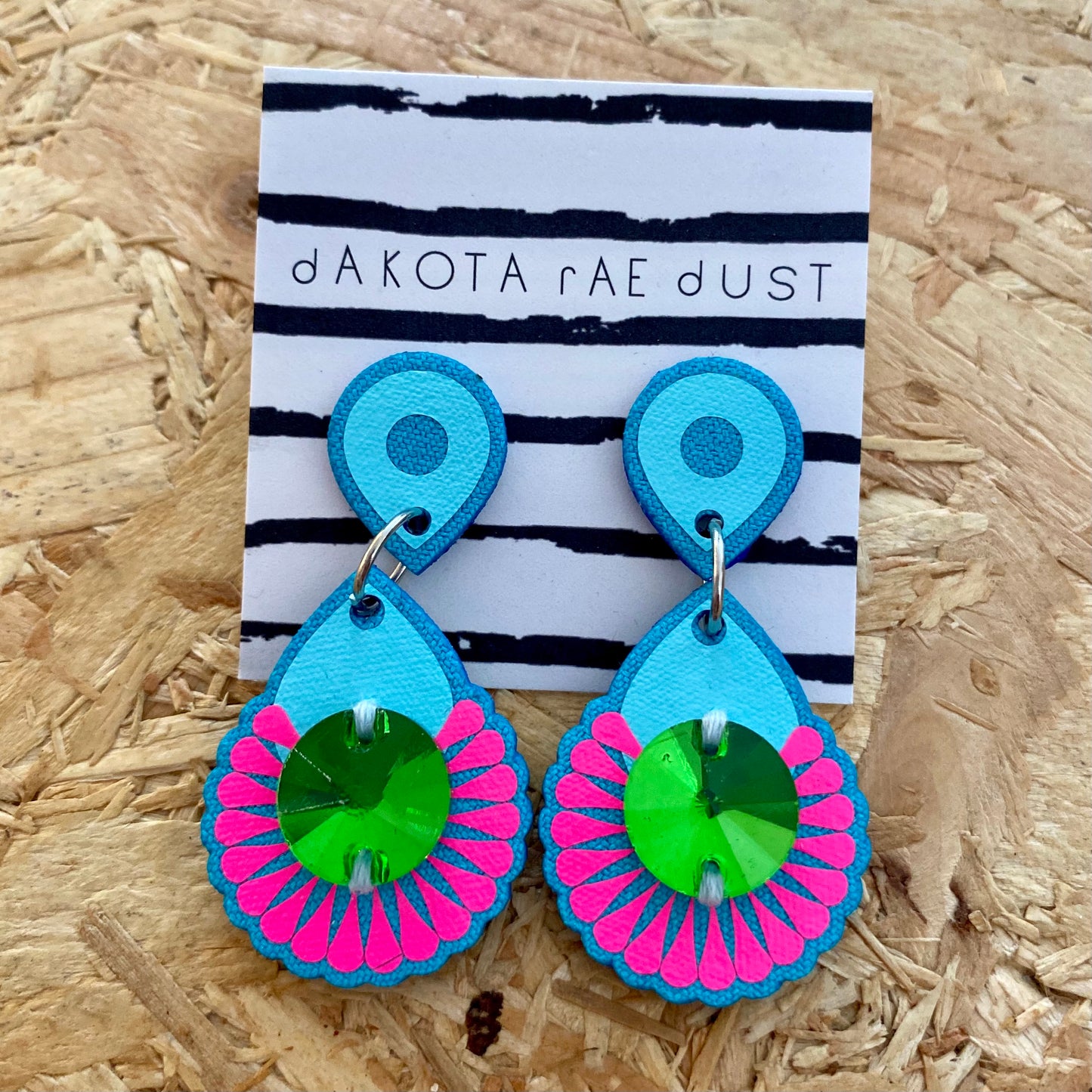 Dakota Rae Dust | Mini Jewel Earrings | Blue & Pink