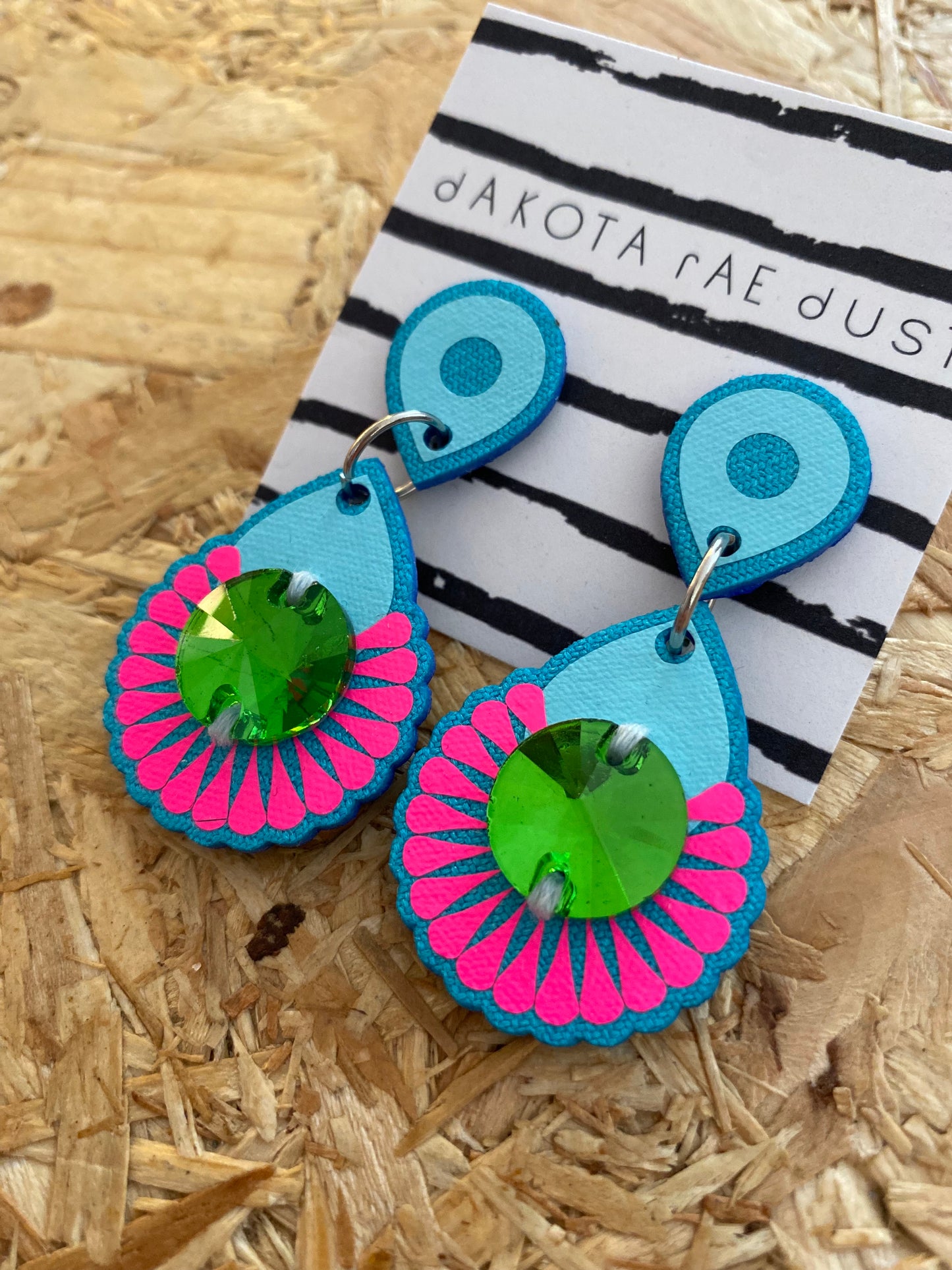 Dakota Rae Dust | Mini Jewel Earrings | Blue & Pink