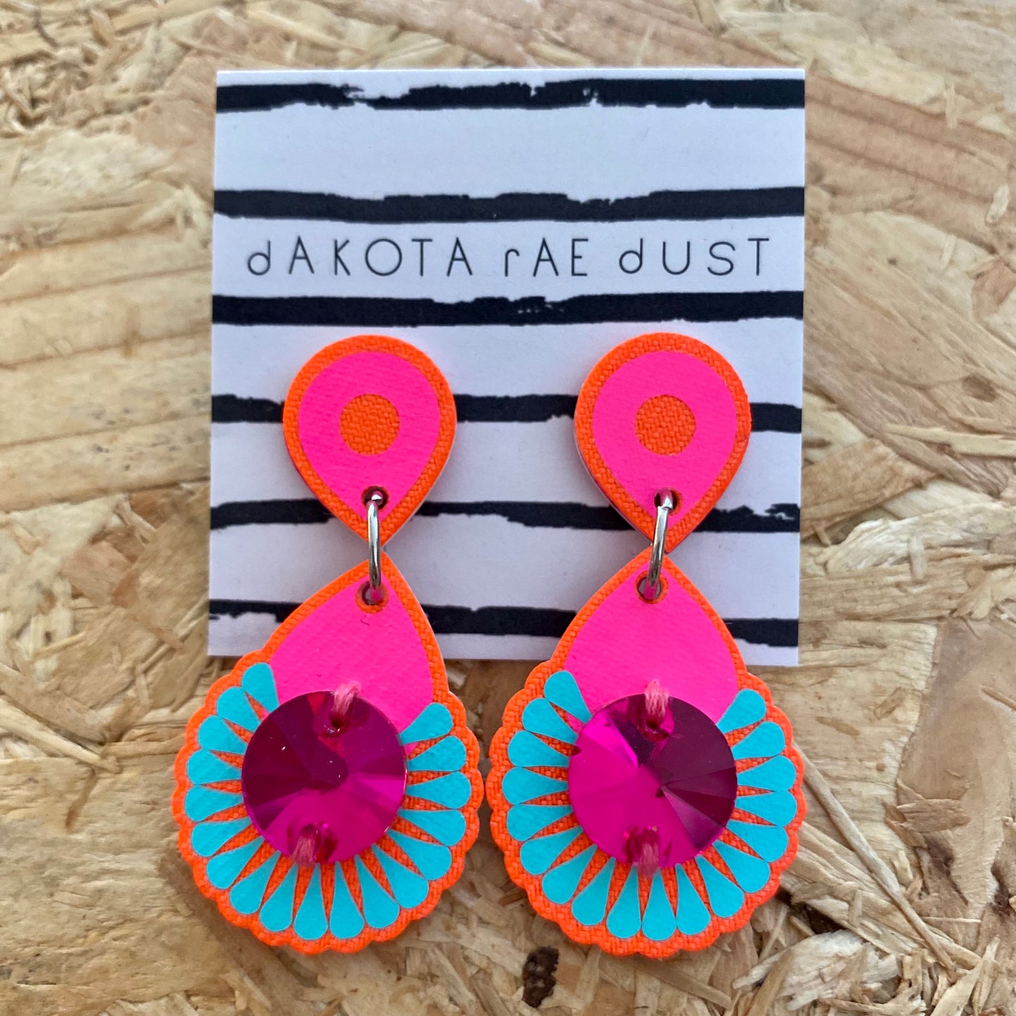 Dakota Rae Dust | Mini Jewel Earrings | Pink & Orange