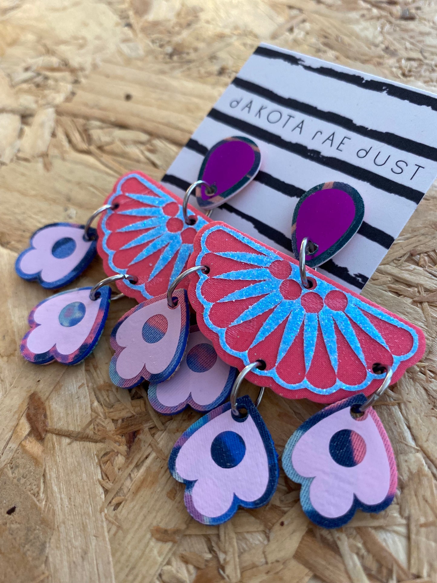 Dakota Rae Dust | Jangly Droplet Earrings | Pink, Blue & Lilac