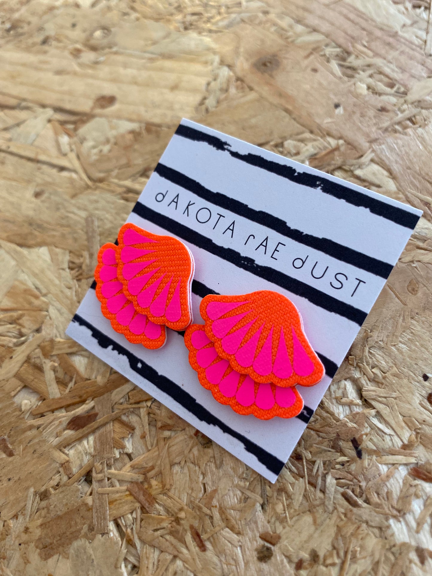 Dakota Rae Dust | Tiered Frill Stud Earrings | Orange & Pink
