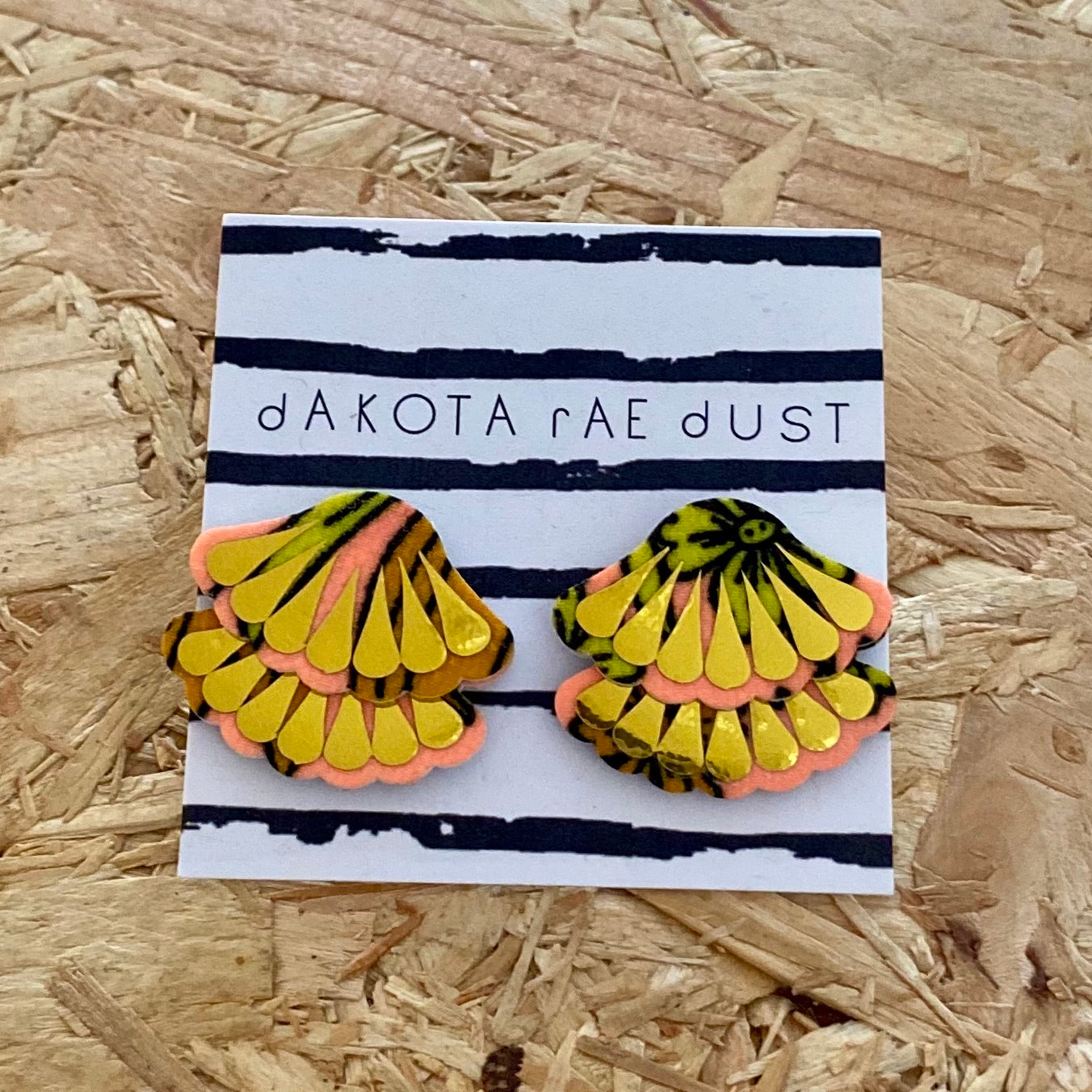 Dakota Rae Dust | Tiered Frill Stud Earrings | Peach & Gold