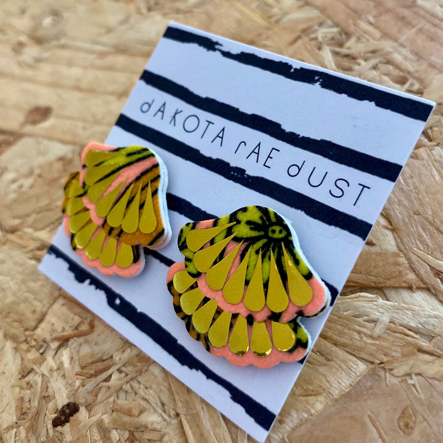 Dakota Rae Dust | Tiered Frill Stud Earrings | Peach & Gold