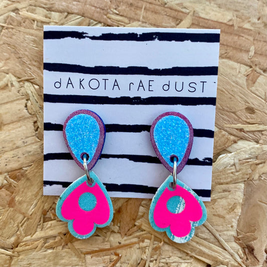 Dakota Rae Dust | Small Dangly Stud Earrings | Pink, Blue & Lilac
