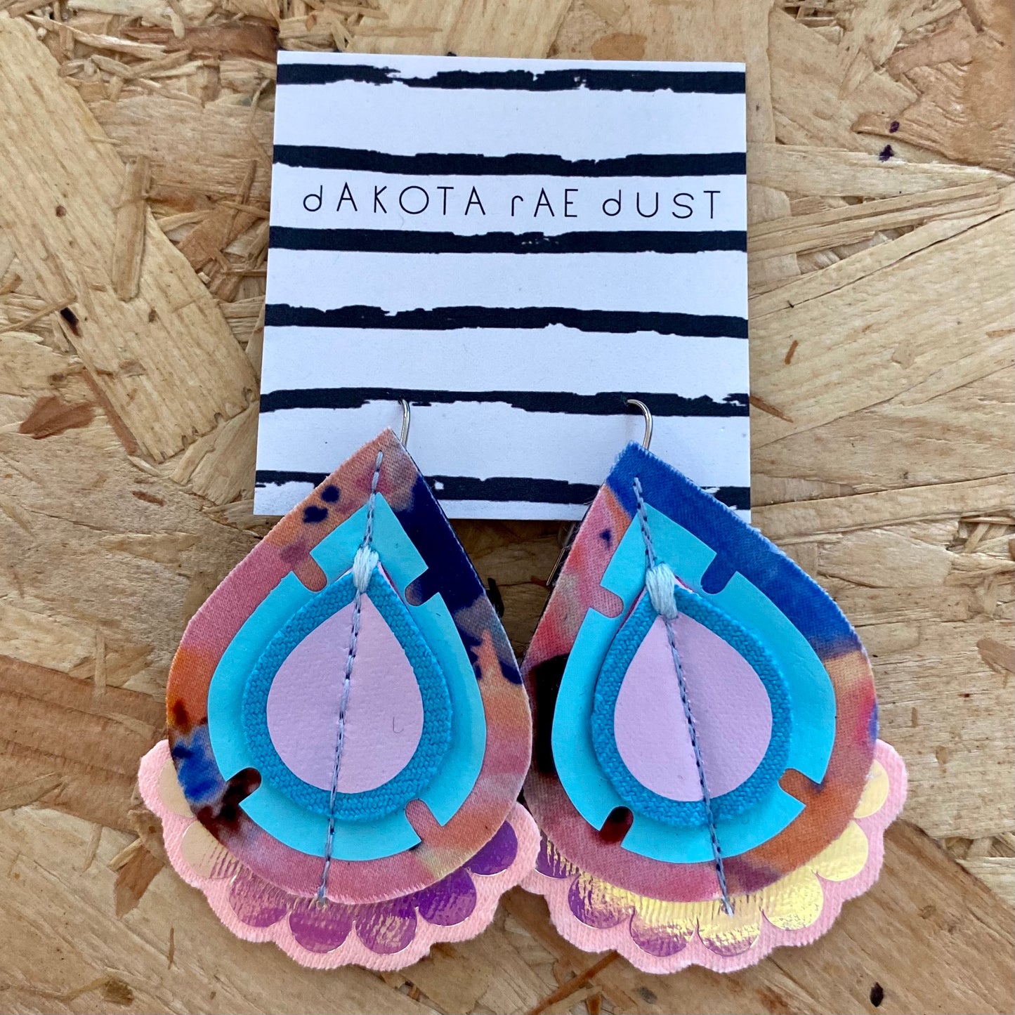 Dakota Rae Dust | Jazzy Plectrum Earrings | Pink, Blue & Lilac