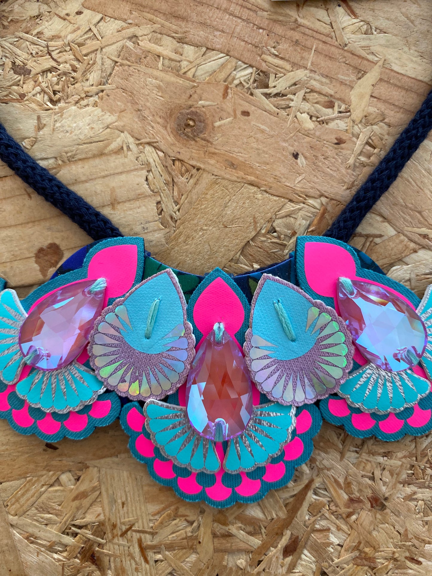 Dakota Rae Dust | Mini Bib Necklace | Pink, Turquoise, Lilac & Navy
