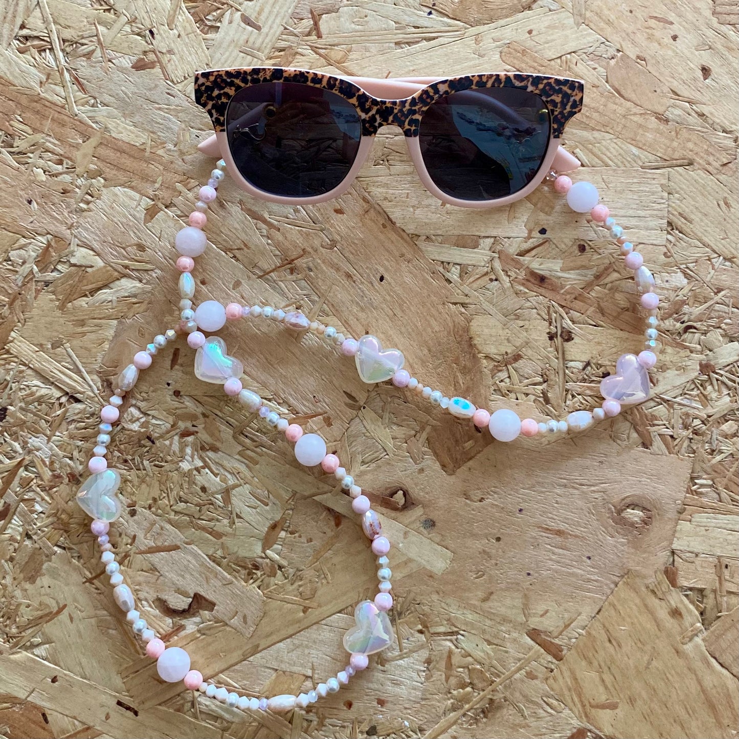Northern Rose | Kids Sunglasses & Detachable Beaded Chain | Pink & Leopard Print