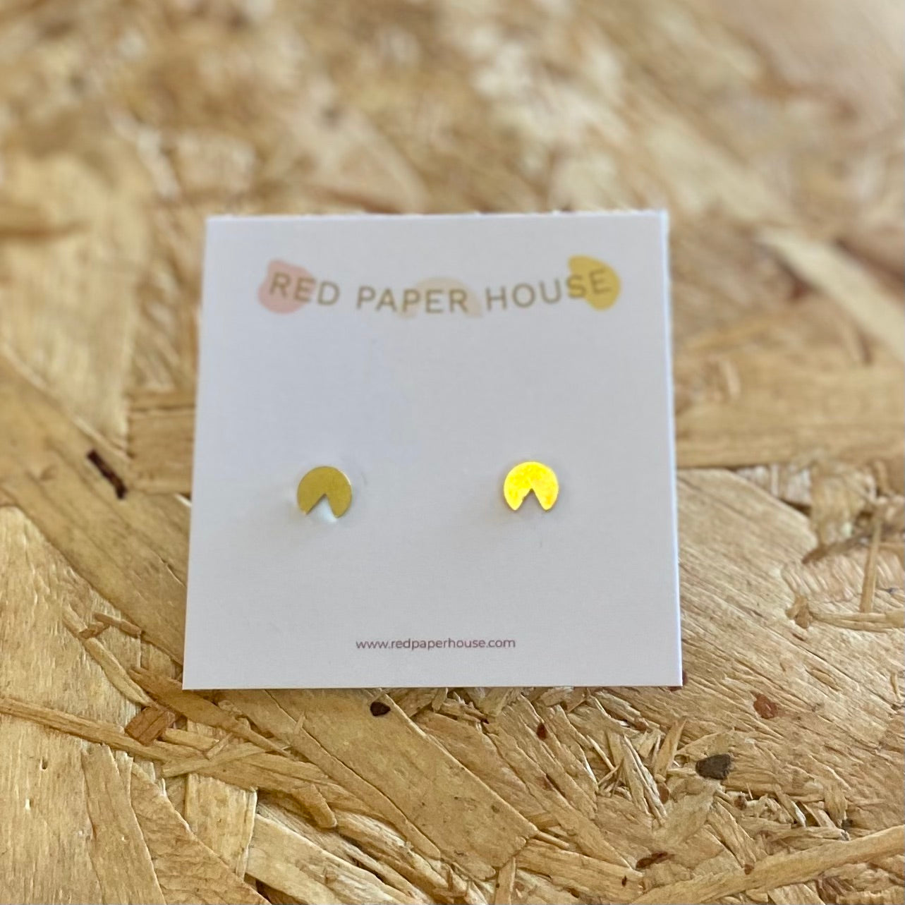 Red Paper House | Contemporary Brass Pac Man Stud Earrings
