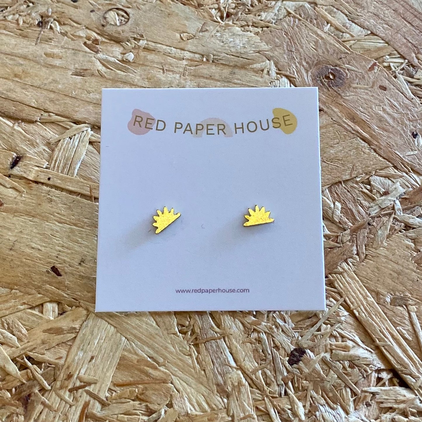 Red Paper House | Contemporary Brass Half Sun Stud Earrings