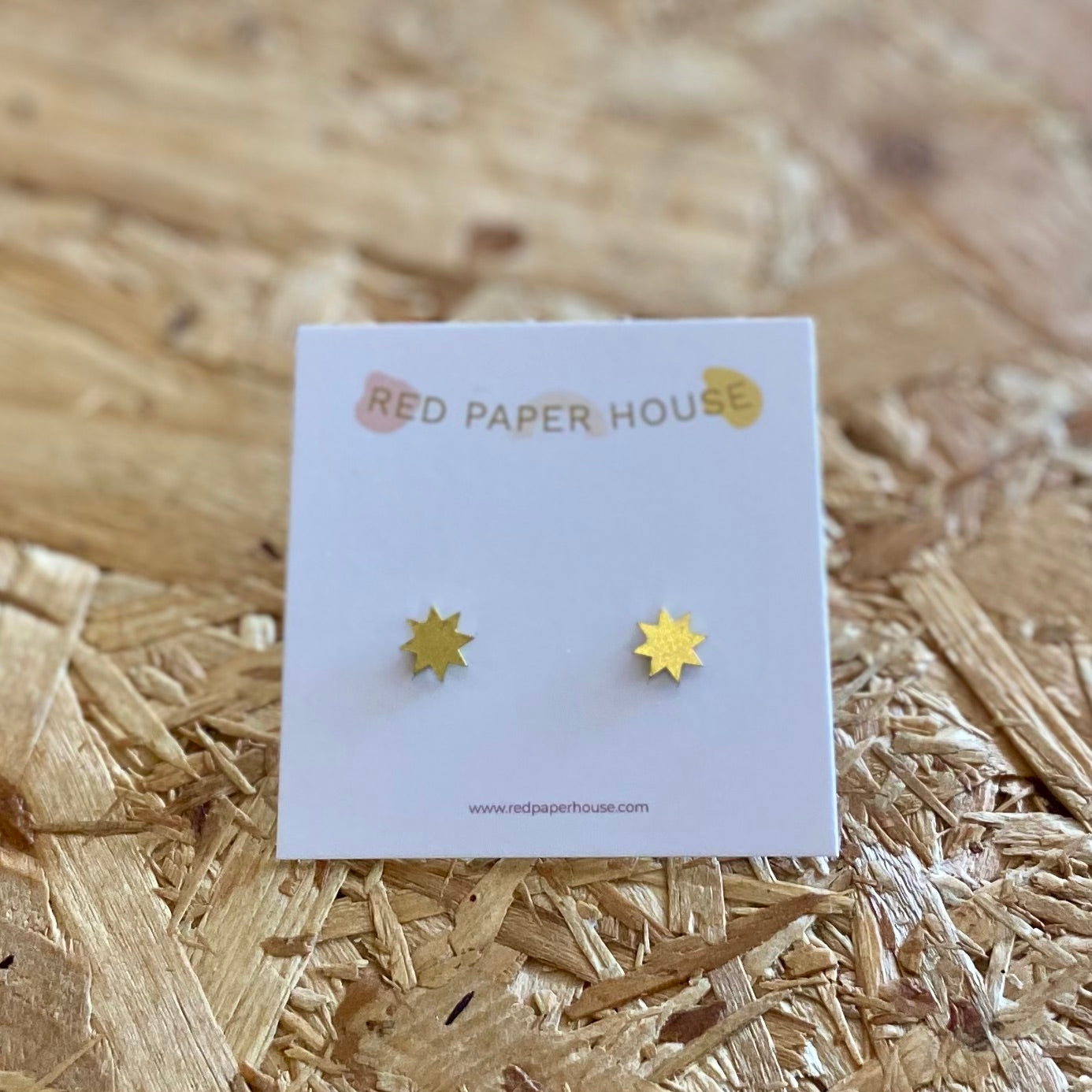 Red Paper House | Contemporary Brass 8-Point Star Stud Earrings