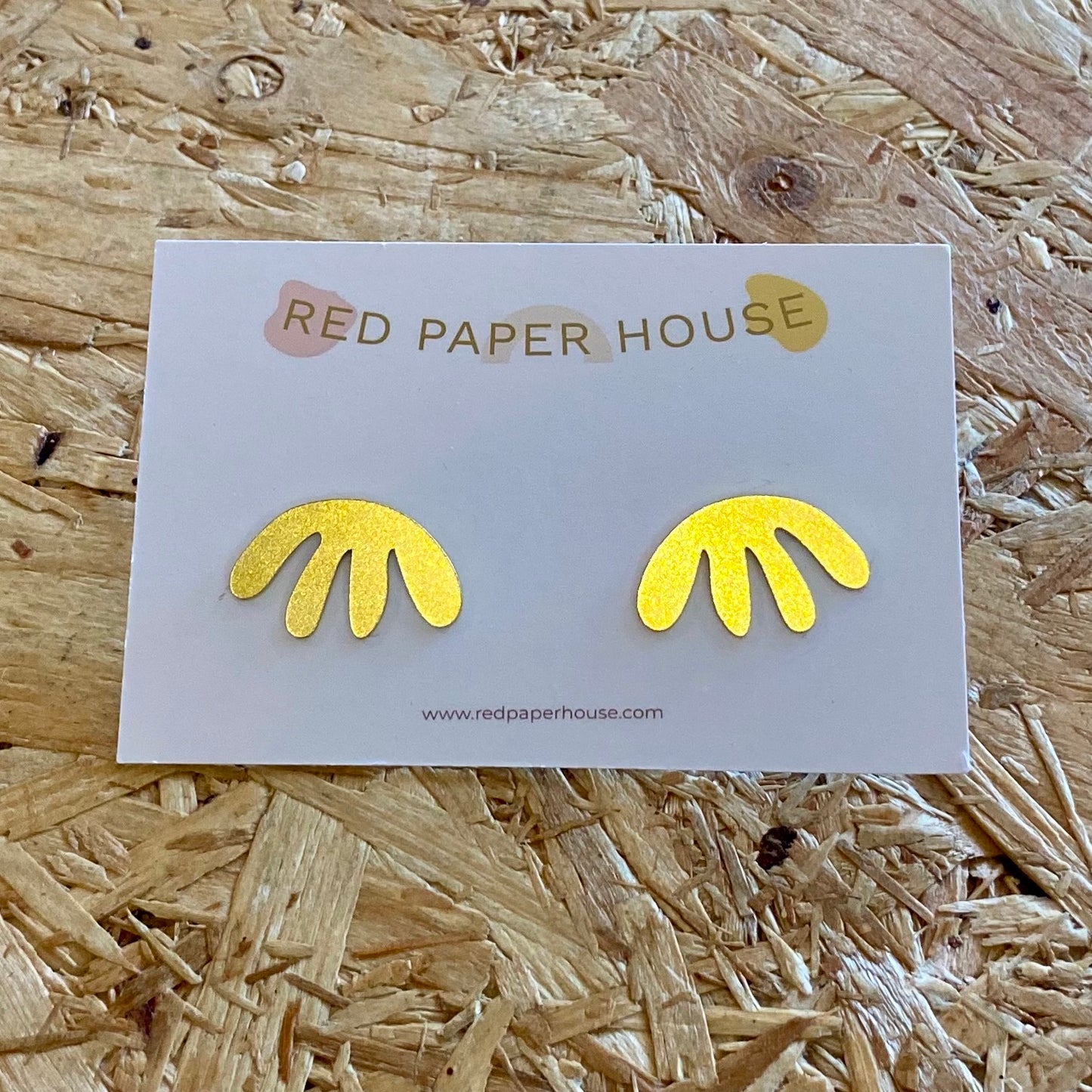 Red Paper House | Contemporary Brass Leaf Stud Earrings