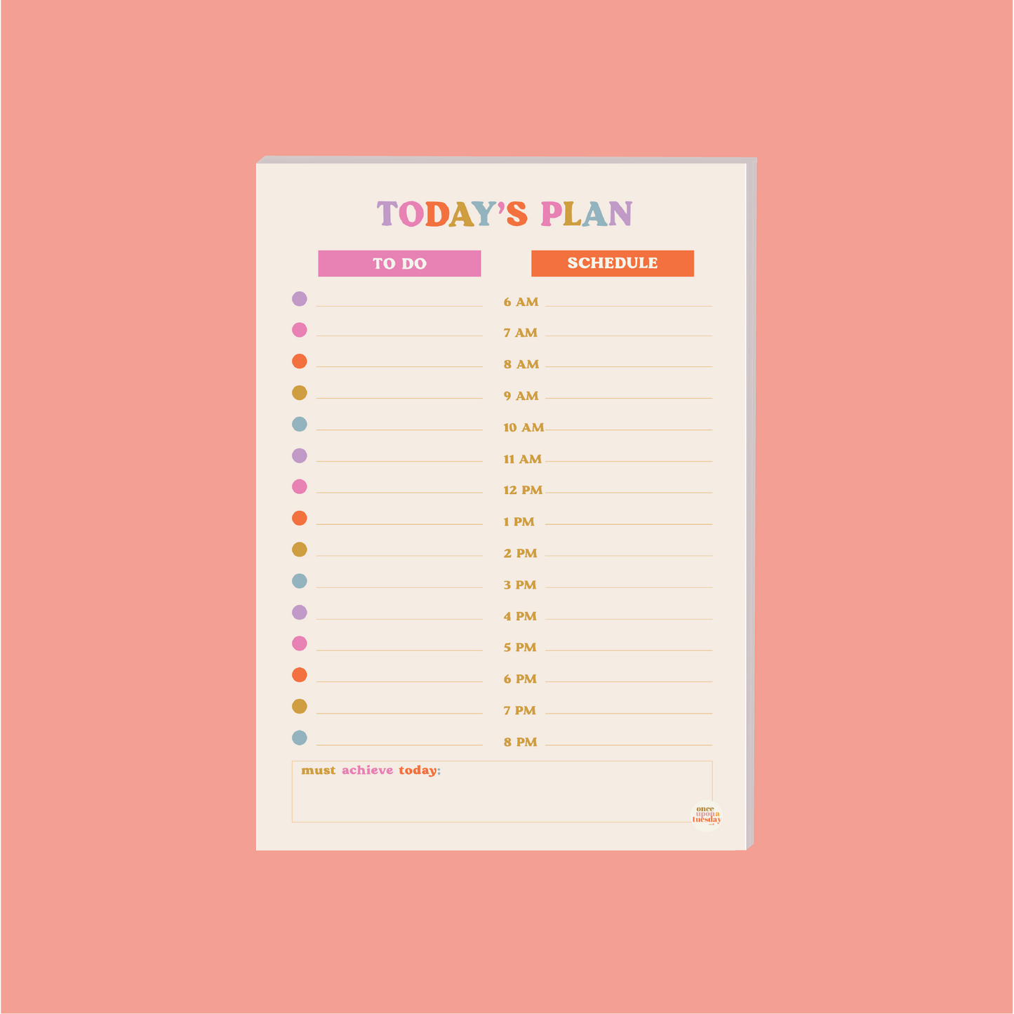 Good Tuesday | A5 Daily Planner Pad | Today's Plan