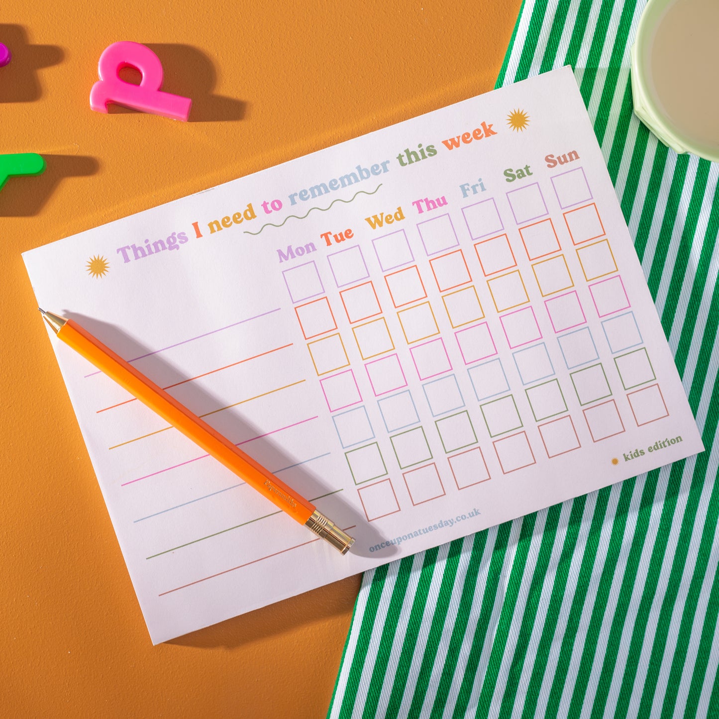 Once Upon a Tuesday | A5 Kids Weekly Planner Pad | Things I need to remember this week