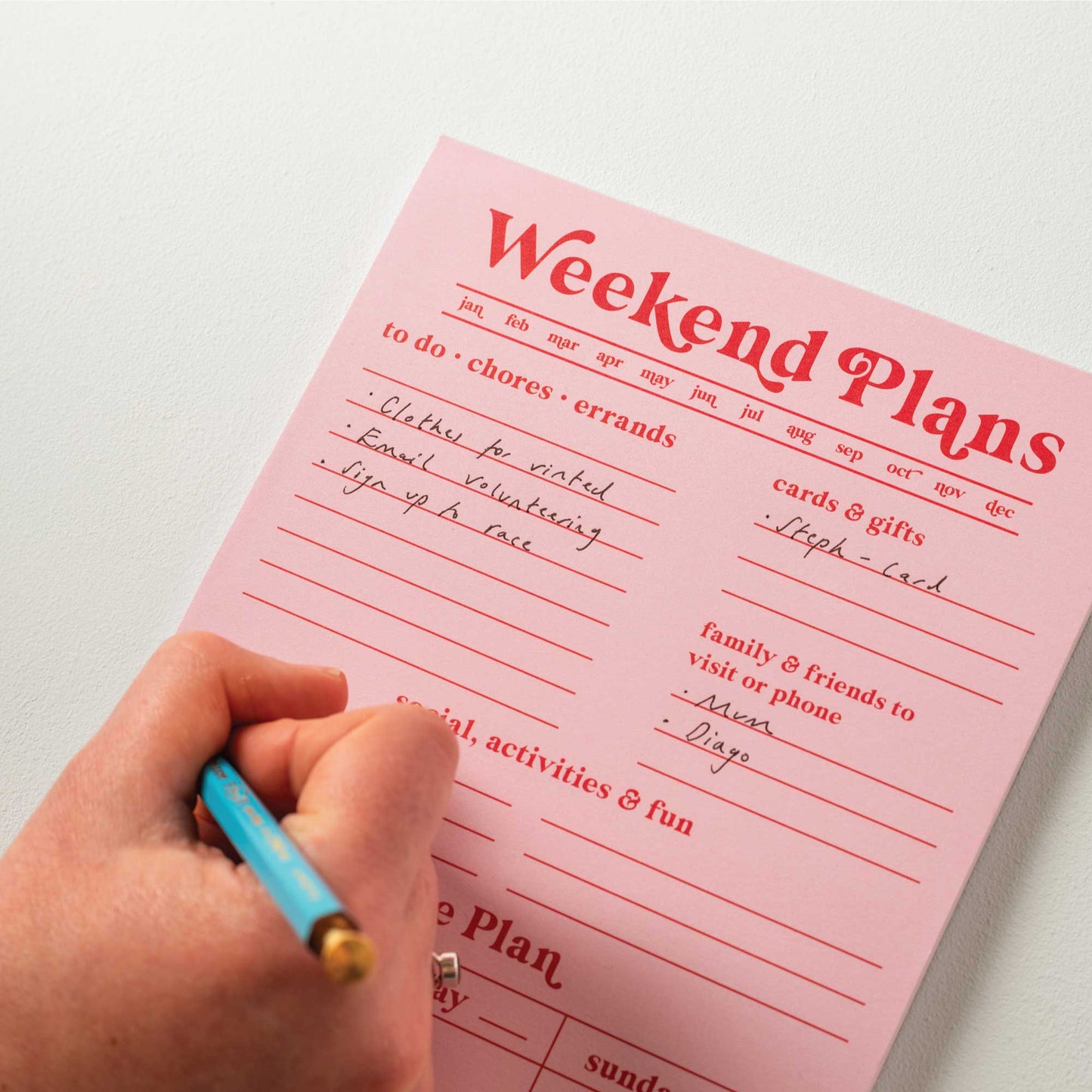 Good Tuesday | Weekend Planner Pad A5 | Pink & Red