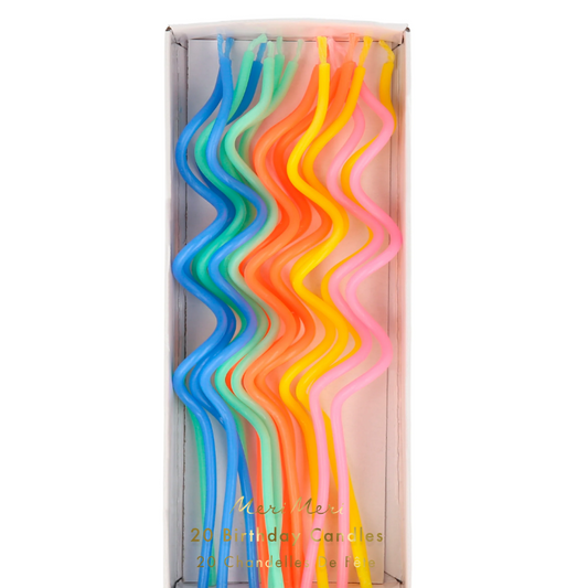 Meri Meri | Birthday Cake Candles | 20 x Mixed Swirly