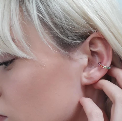 Scream Pretty | Rainbow Sparkling Single Ear Cuff | Available in 18k Gold or Rhodium Plated Silver
