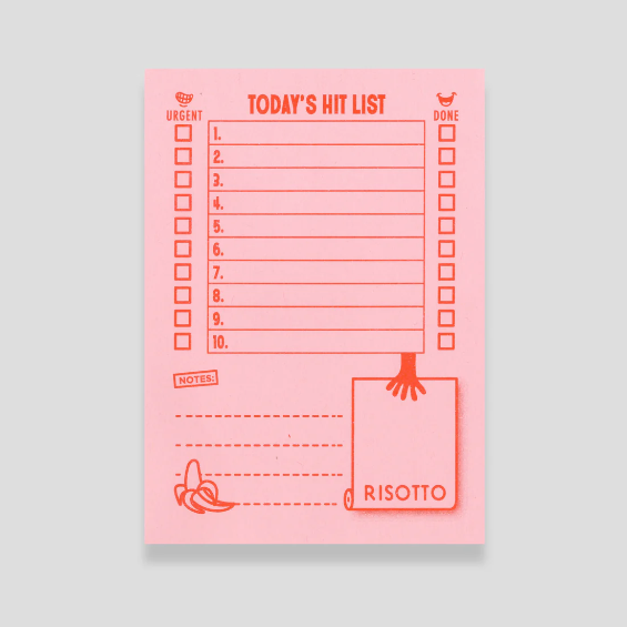 Risotto Studio | Today's Hit List | Pink Notepad