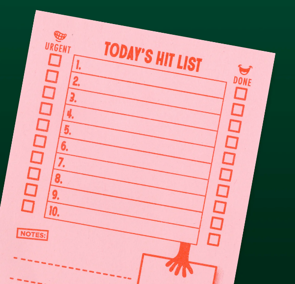 Risotto Studio | Today's Hit List | Pink Notepad