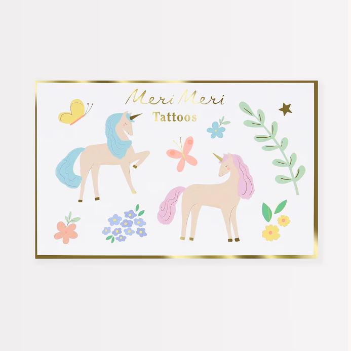 Meri Meri | Tattoo Large | Unicorns, Flowers & Butterflies