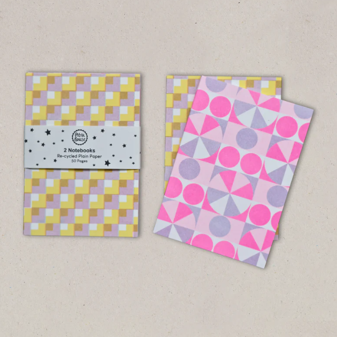 Petra Bose | Set of 2 Notebooks | Lilac Pinwheel & Check