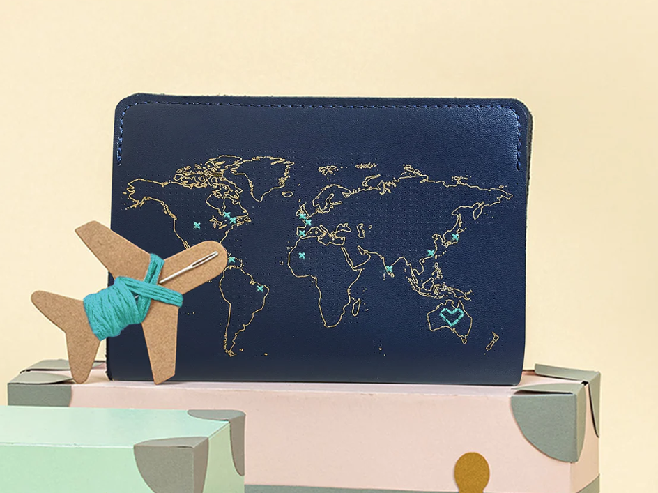 Chasing Threads | Navy Vegan Leather DIY Passport Cover | Sew Where You've Been