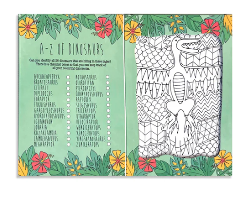 Neon Magpie | Prehistoric Colouring Postcards | A-Z Of Dinosaurs