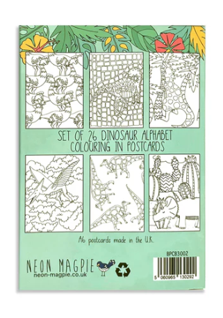 Neon Magpie | Prehistoric Colouring Postcards | A-Z Of Dinosaurs