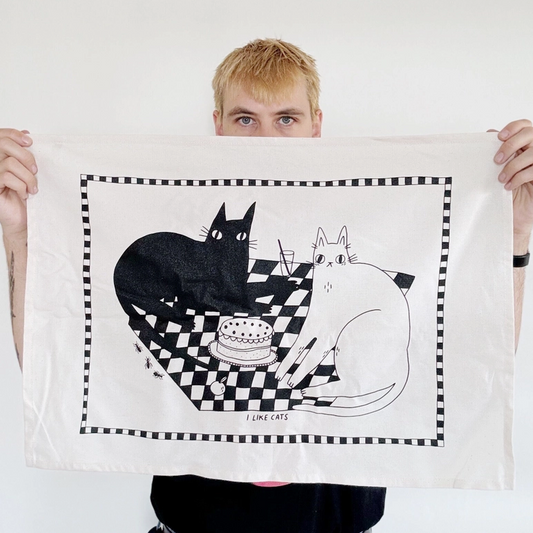 I Like Cats | Cotton Screen Printed Tea Towel | Picnic Cats