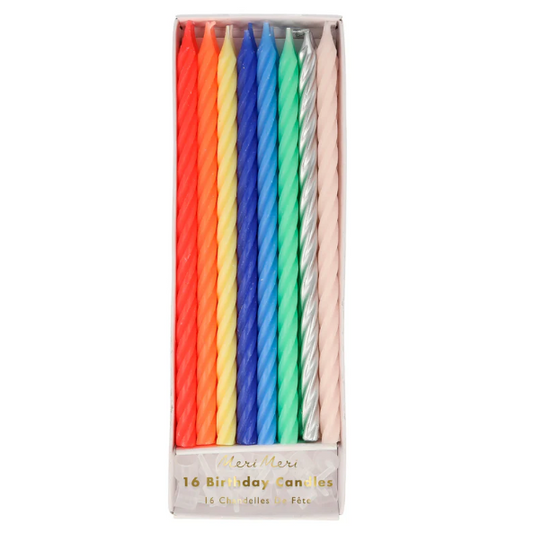 Meri Meri | Birthday Cake Candles | 16 x Neon Twisted
