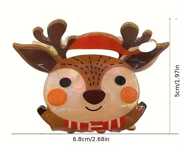 Hair Claw | Christmas | Reindeer Face