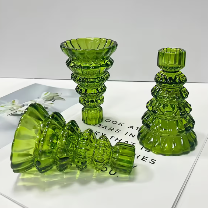 Glass Candle Holder | Green Tree