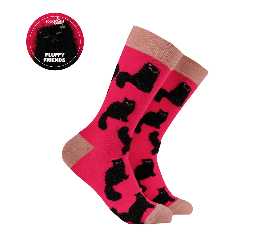 Socktopus | Fluffy Black Cat Socks | S UK 4 - 8