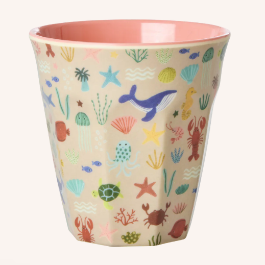Rice | Medium Melamine Cup | Ocean Coral