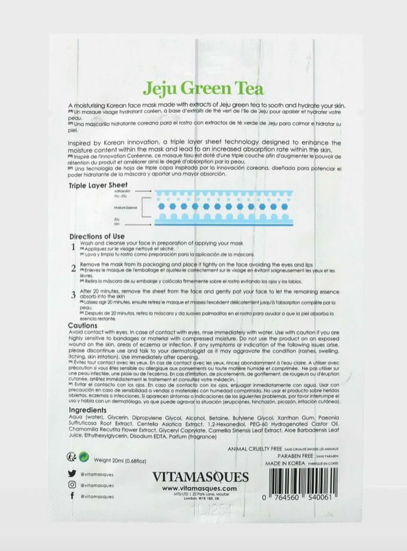 Vitamasques | Jeju Green Tea Face Mask
