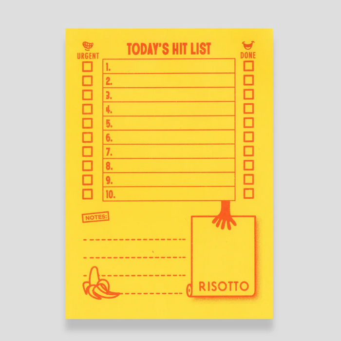Risotto Studio | Today's Hit List | Yellow Notepad
